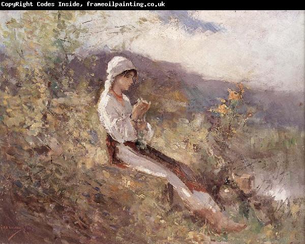 Nicolae Grigorescu Peasant Woman Sitting in the Grass